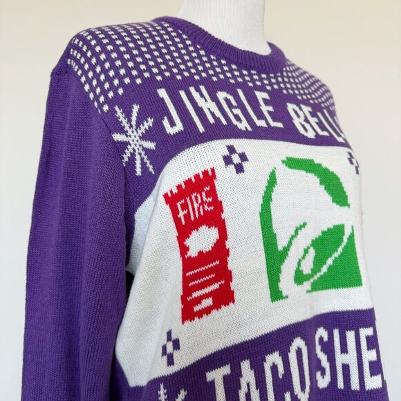 Taco Bell Ugly Christmas Sweater Mens Size Large Jingle Bells Taco Shells Rare - Picture 5 of 11
